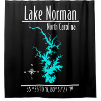 Rideau de douche de la carte du lac Norman Carolin