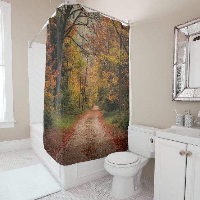 Rideau de douche de la forêt d'automne (En situation)