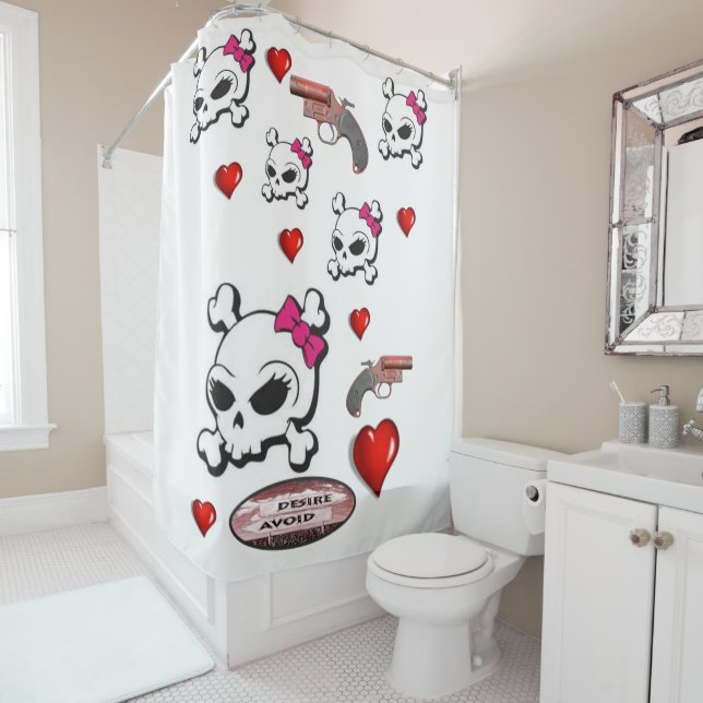 Rideau de douche de la Saint Valentin (En situation)