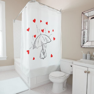 Rideau de douche de la Saint-Valentin, Cœur Rouge 