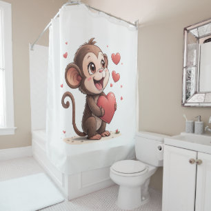 Rideau de douche de la Saint-Valentin, Singe Cœur 