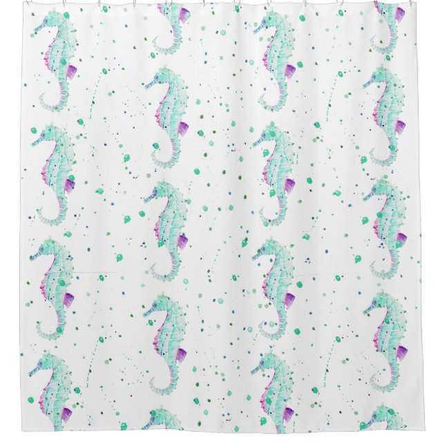 Rideau de douche de mer turquoise et violet (Devant)