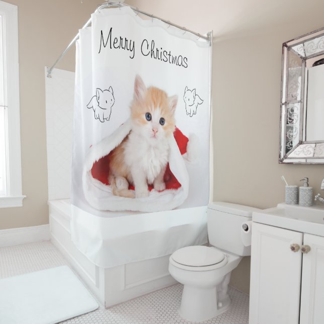 Rideau de douche de Noël, Joyeux Kitten de Noël (En situation)