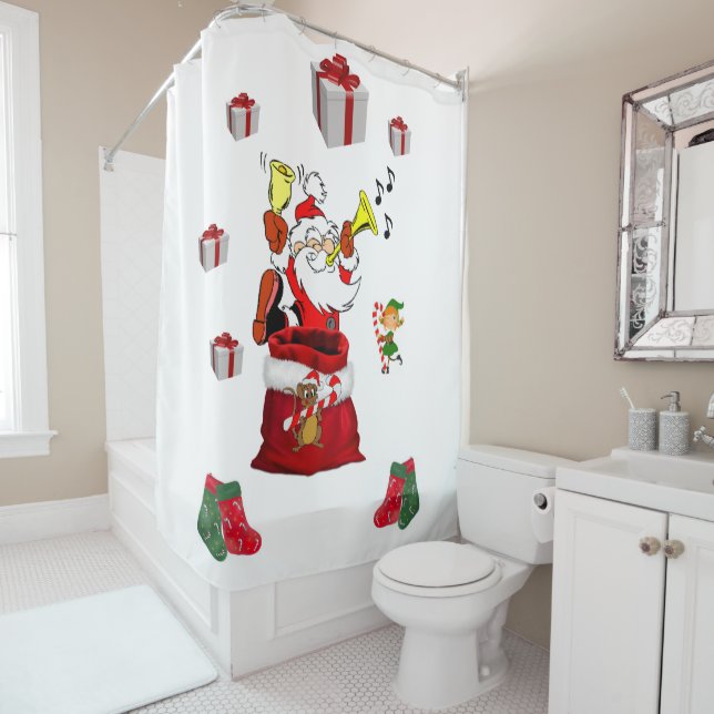 Rideau de douche de Noël, Père Noël (En situation)