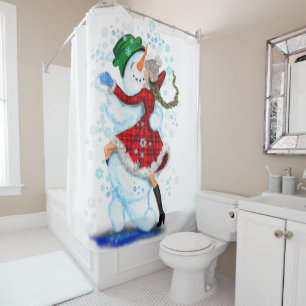 Rideau de douche de Noël Snowman et danseuses de f