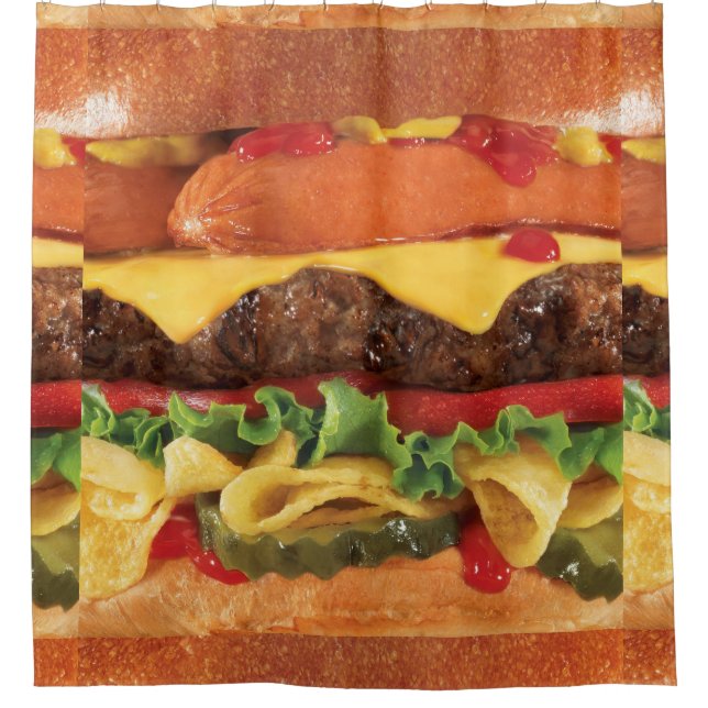 rideau de douche de salle de bain burger (Devant)