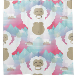 rideau de douche de salle de bain rose yeti
