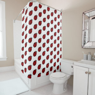 Rideau de douche de salle de bain Rouge coccinelle