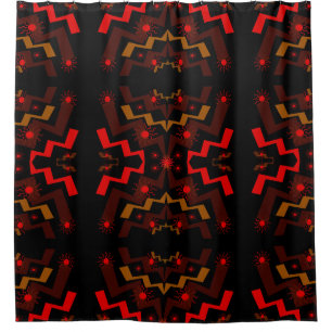 Rideau de douche de soleil rouge, Brown et noir