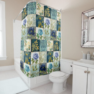 Rideau de douche de style patchwork vintage