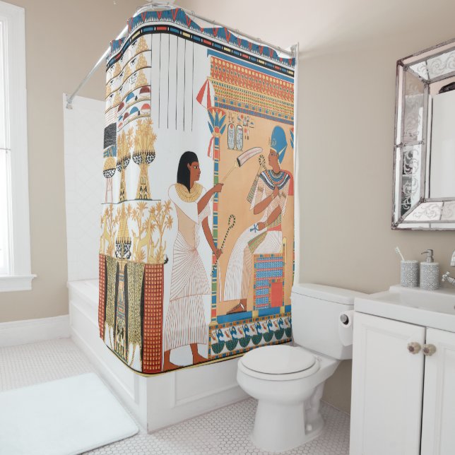 Rideau de douche design royal égyptien (En situation)