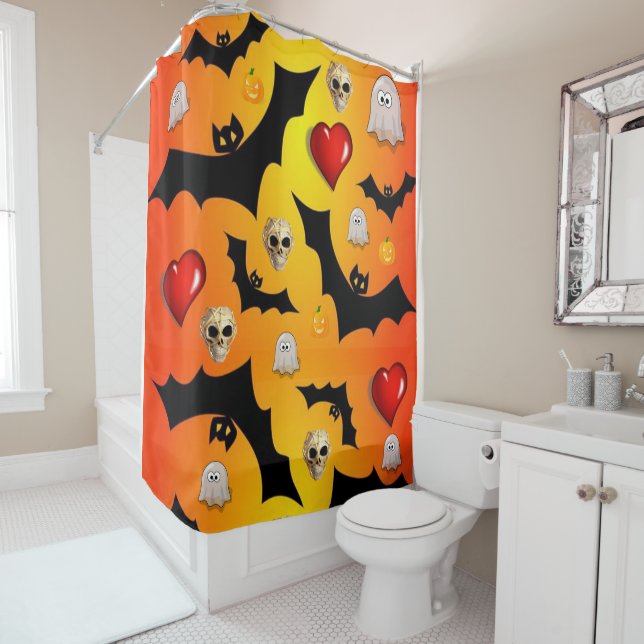Rideau de douche d'Halloween (En situation)