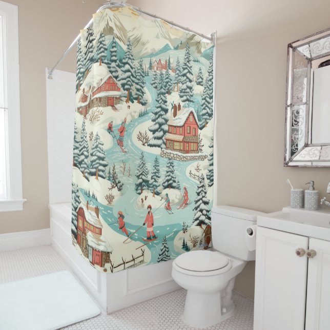rideau de douche du ski lodge (En situation)