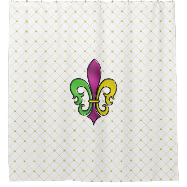 Rideau de douche élégant Mardi Gras Fleur De Lis (Devant)