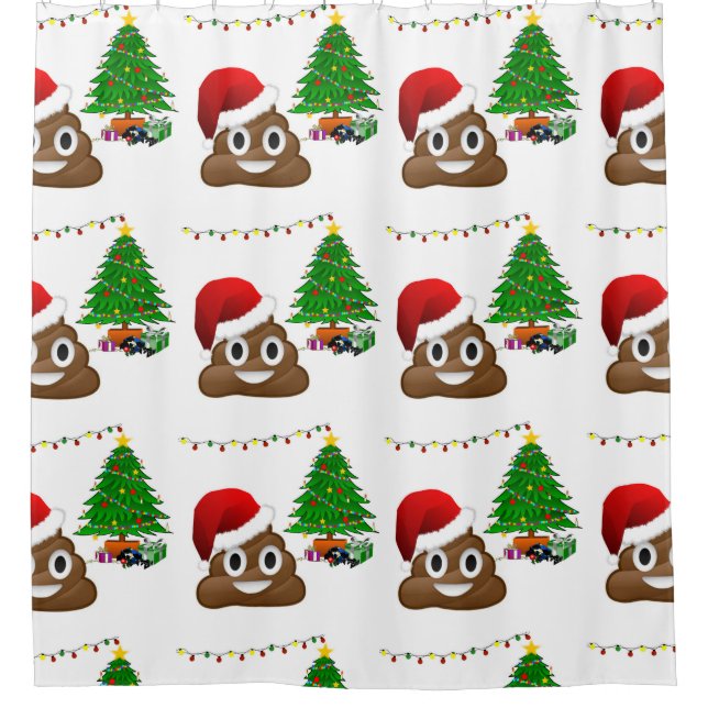 rideau de douche émoji de noël poo (Devant)