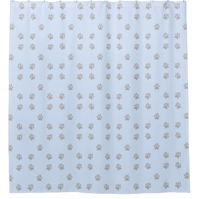 Rideau de douche Empreinte de patte bleu clair et  (Devant)