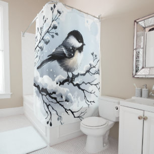 Rideau de douche en chickadee