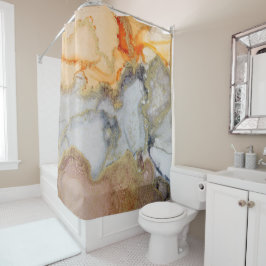 Rideau de douche en encre or orange