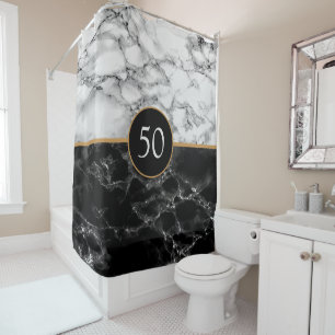 Rideau de douche en marbre blanc noir personnalisé