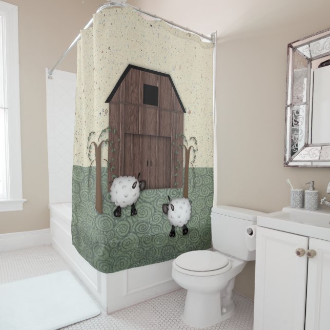 Rideau de douche en mouton de grange (En situation)
