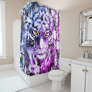 Rideau de douche en tigre - Tiger violet bleu