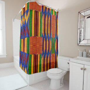 Rideau de douche en tissu Kente africain