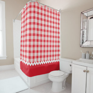 Rideau de douche En vichy rouge