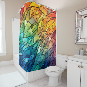 rideau de douche en vitrail