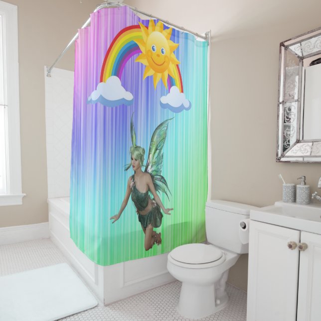 Rideau de douche Fée arc-en-ciel (En situation)