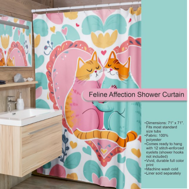 Rideau de douche Feline Affection (Créateur téléchargé)