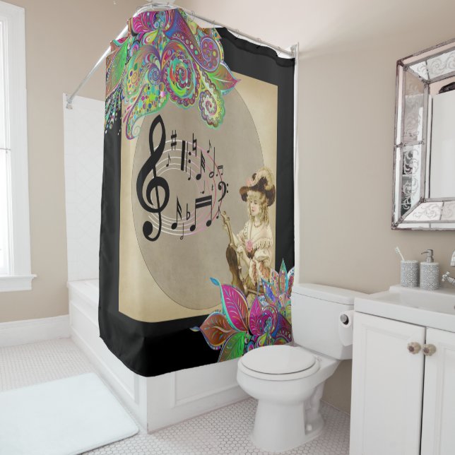 Rideau de douche Femme victorienne Floral (En situation)