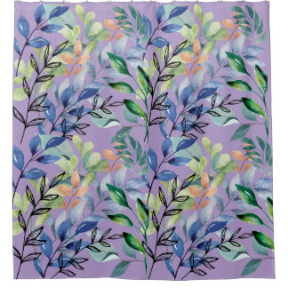 Rideau de douche feuille aquarelle