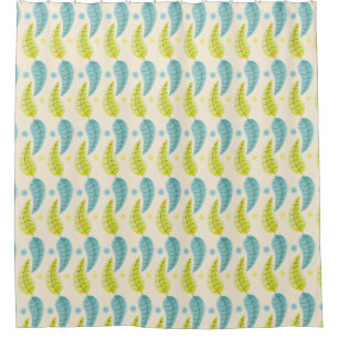 Rideau de douche feuille Chartreuse et Aqua