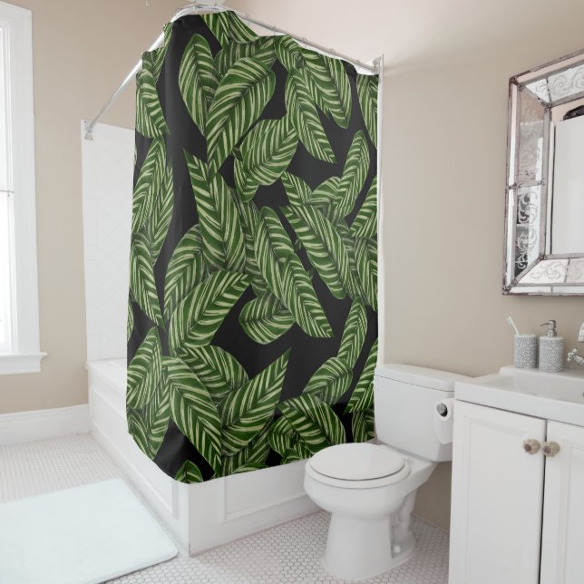 rideau de douche feuille jungle (En situation)