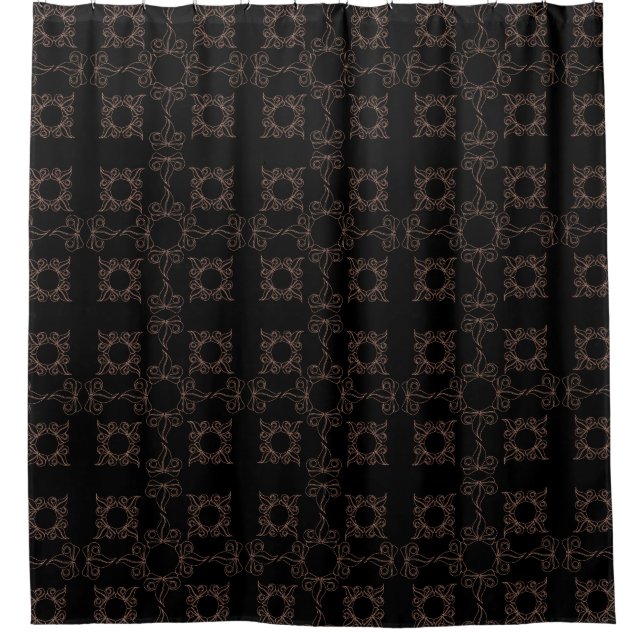 Rideau de douche Filigree noir et tan (Devant)