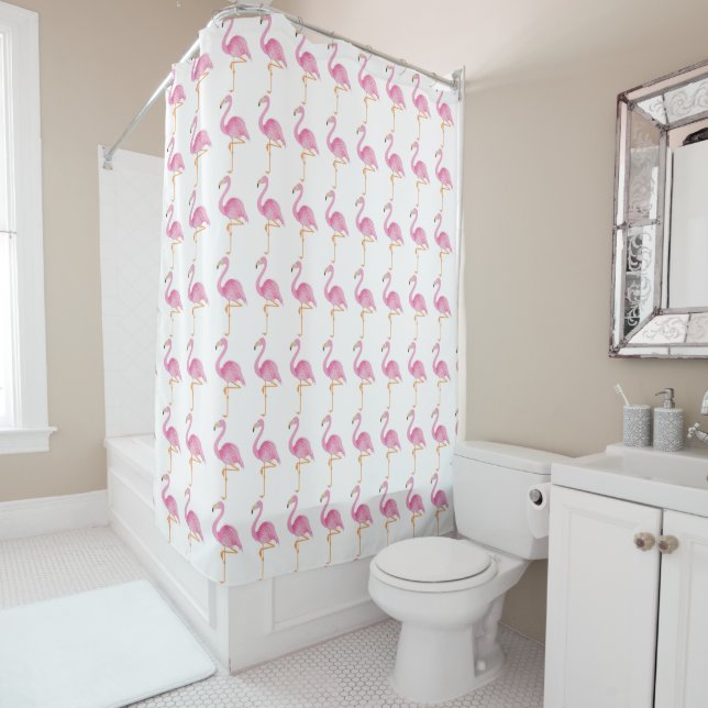 rideau de douche flamingo rose (En situation)