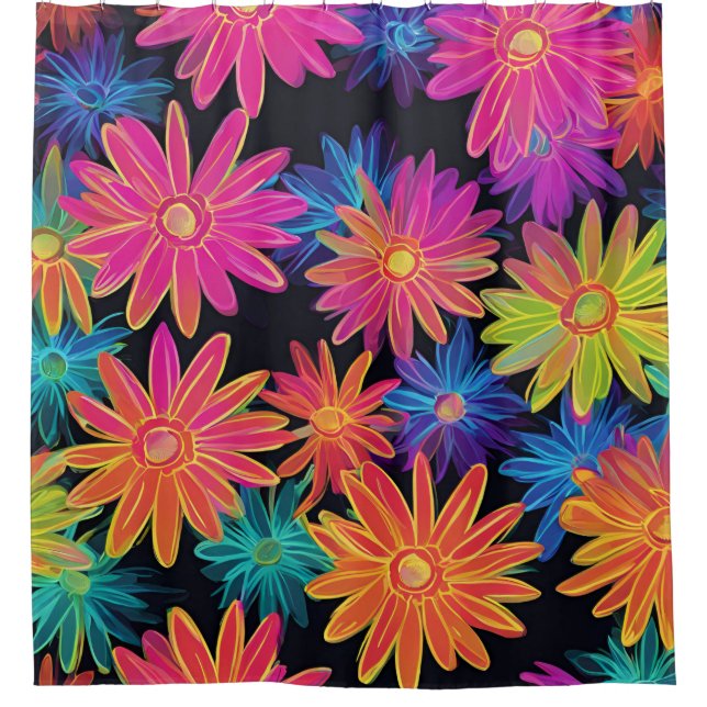 Rideau de douche Fleurs sauvages de néon (Devant)