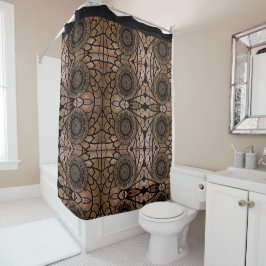 Rideau de douche floral abstrait noir et marron