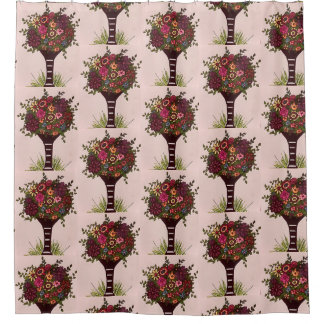Rideau de douche floral avec des couleurs tendance