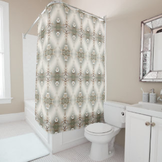 Rideau de douche floral blanc orné