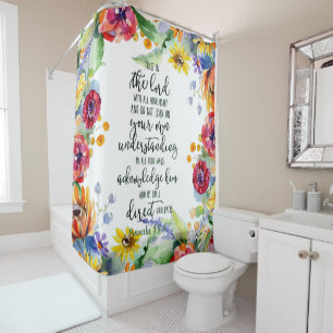 Rideau de douche floral Confiance au Seigneur