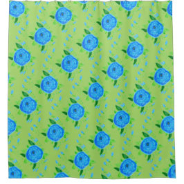 Rideau de douche Floral Rose bleu