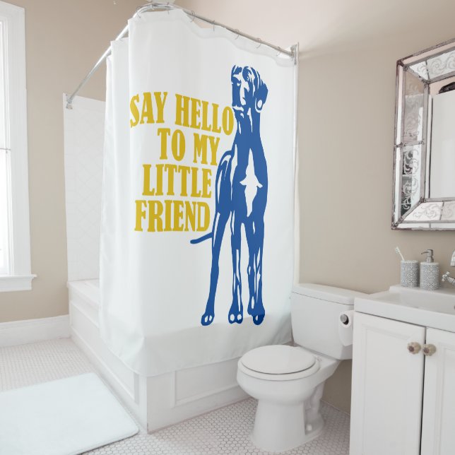 Rideau de douche Funny Little Great Dane (En situation)