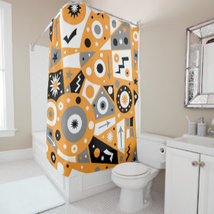 Rideau de douche géométrique Solidus Orange