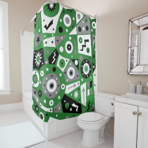 Rideau de douche géométrique Solidus vert