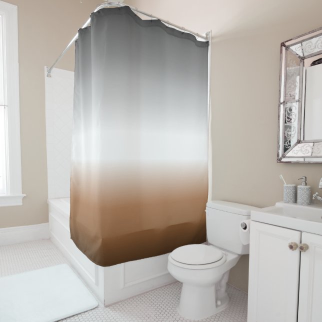 Rideau de douche Gris Marron Ombre Neutre (En situation)