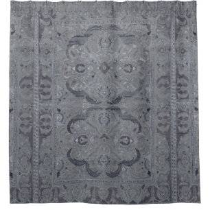 Rideau de douche gris tapis persan antique