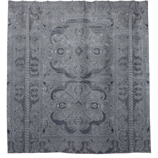 Rideau de douche gris tapis persan antique (Devant)
