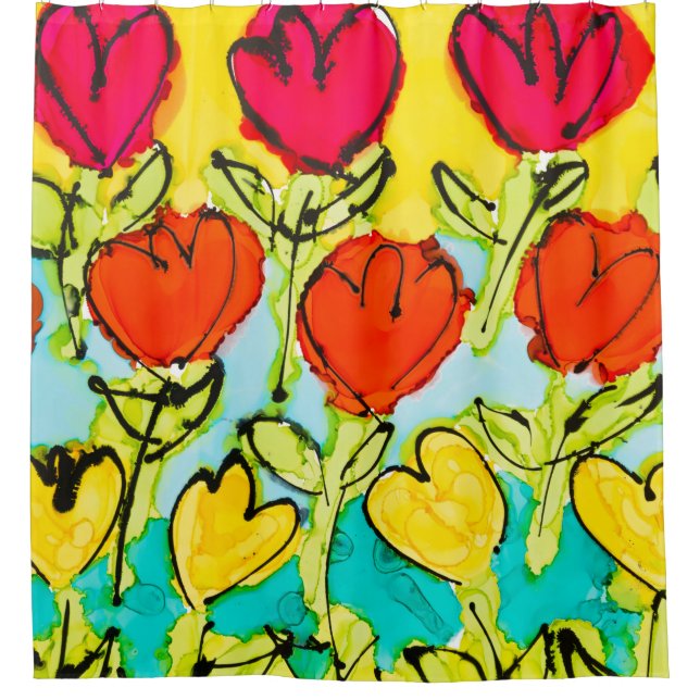Rideau de douche Heureuse Lovitude des tulipes (Devant)