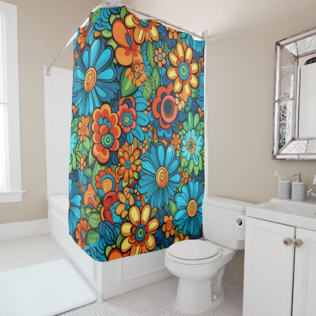 Rideau de douche hippie super (En situation)